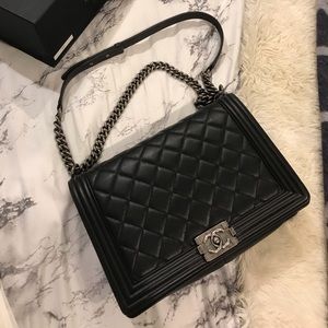 Authentic Chanel large boy bag, black